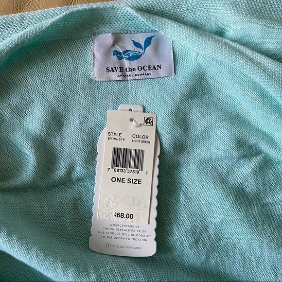 NEW SAVE THE OCEAN Knit Twist Poncho Wrap Light Green - Picture 8 of 15